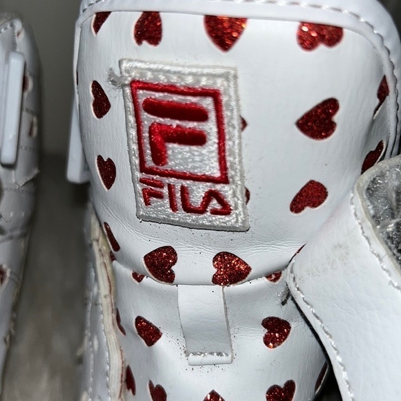 Women CUTE red sparkly novelty heart FILA high tops sneaker shoe size 7.5 - Picture 12 of 14